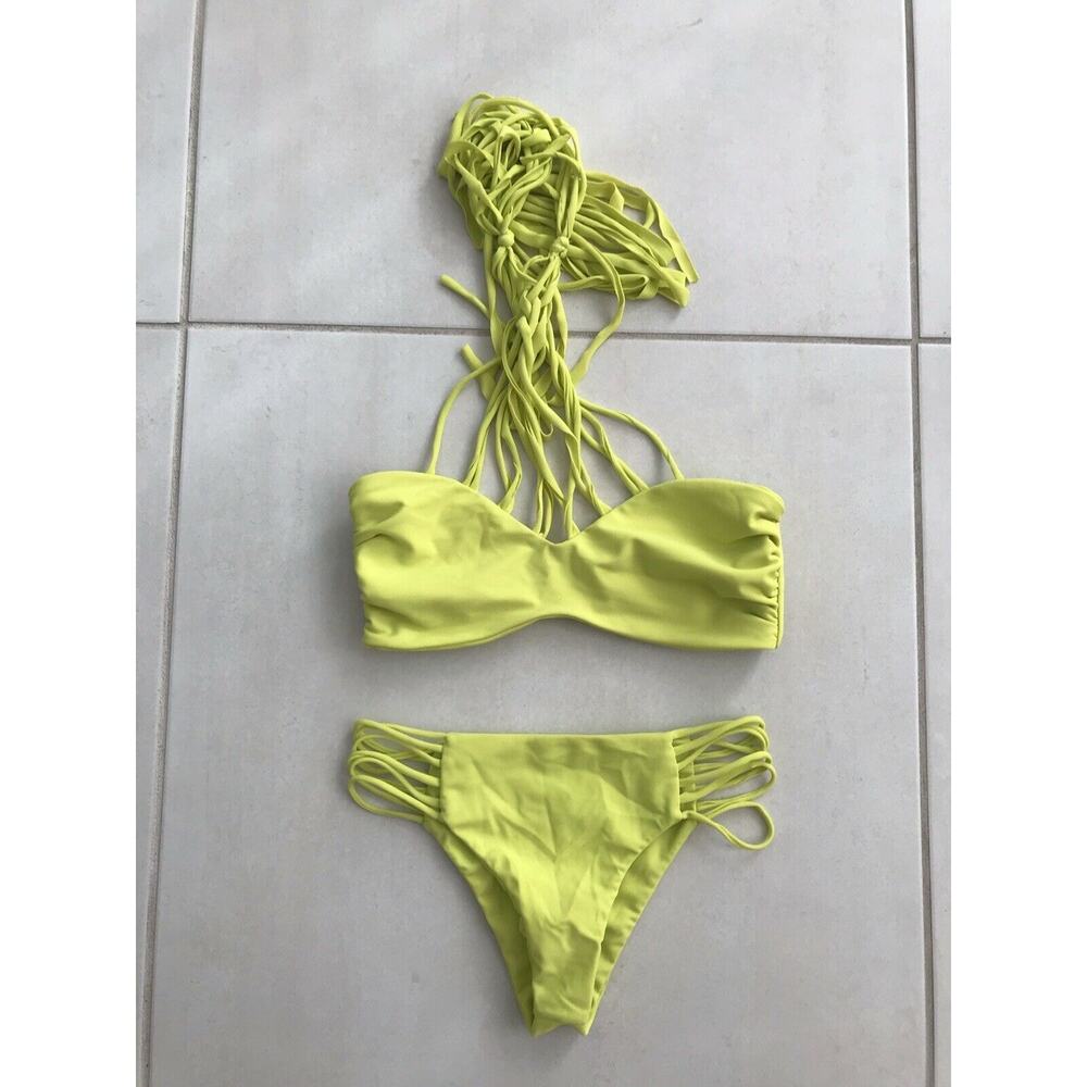 Mikoh Kahala Swimwear Criss Cross Halter Neck Tie Bikini Set Lilikoh Swim